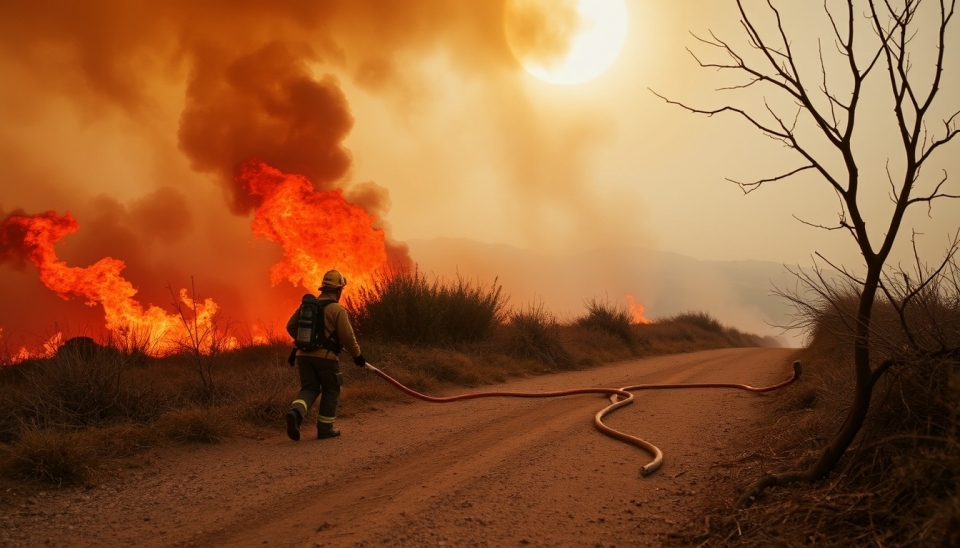 Les luttes des pompiers dans la région d'Aveiro, Portugal