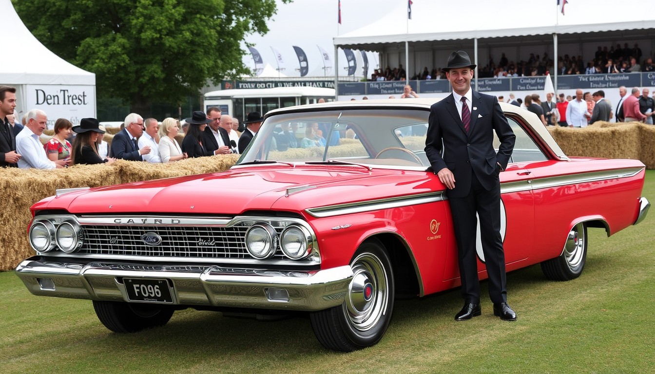 Romain Dumas et sa Ford Galaxie 500 au Festival de la Vitesse de Goodwood 2024